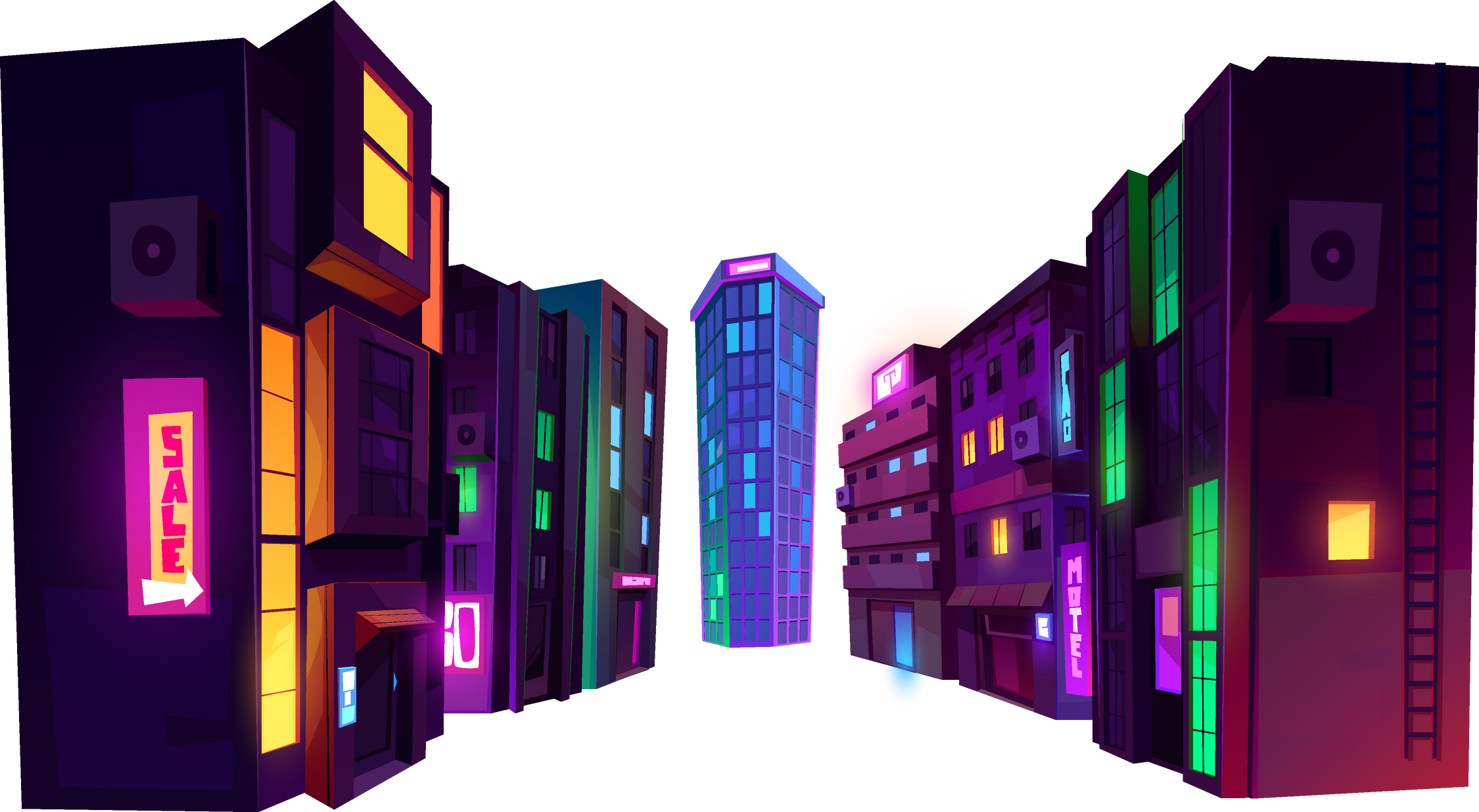 Skyscraper Neon Landscape