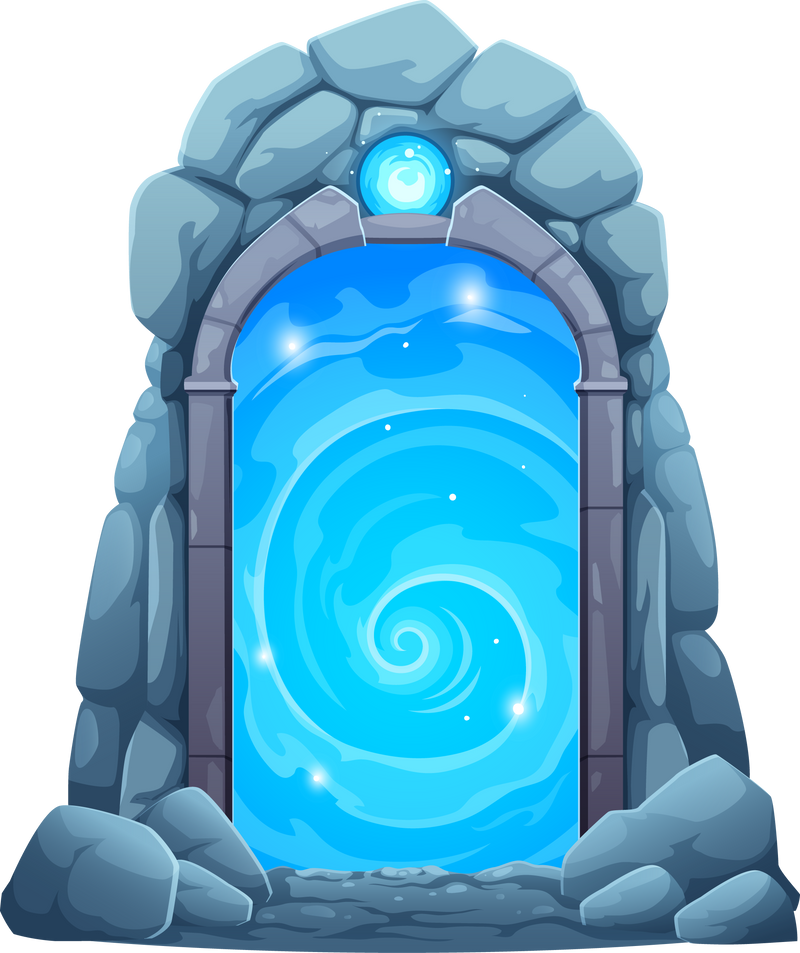 Magic Portal Door, Fantasy Game Blue Plasma Gate