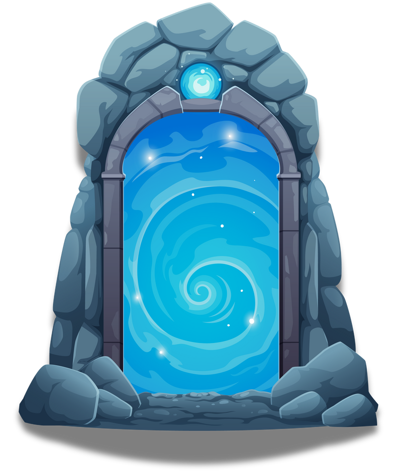 Magic Portal Door, Fantasy Game Blue Plasma Gate